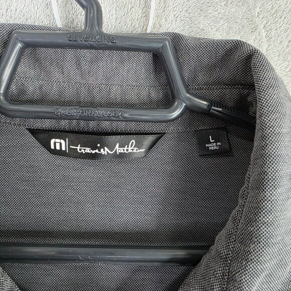 Mens Travis Mathew Gray Polo Shirt Skrewball Embroidered Short Sleeve Size L - Picture 4 of 8